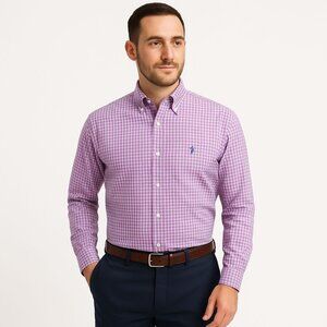 Ralph Lauren Mens Yarmouth Dress Shirt Long Sleeve Purple Plaid 17-34 | XL